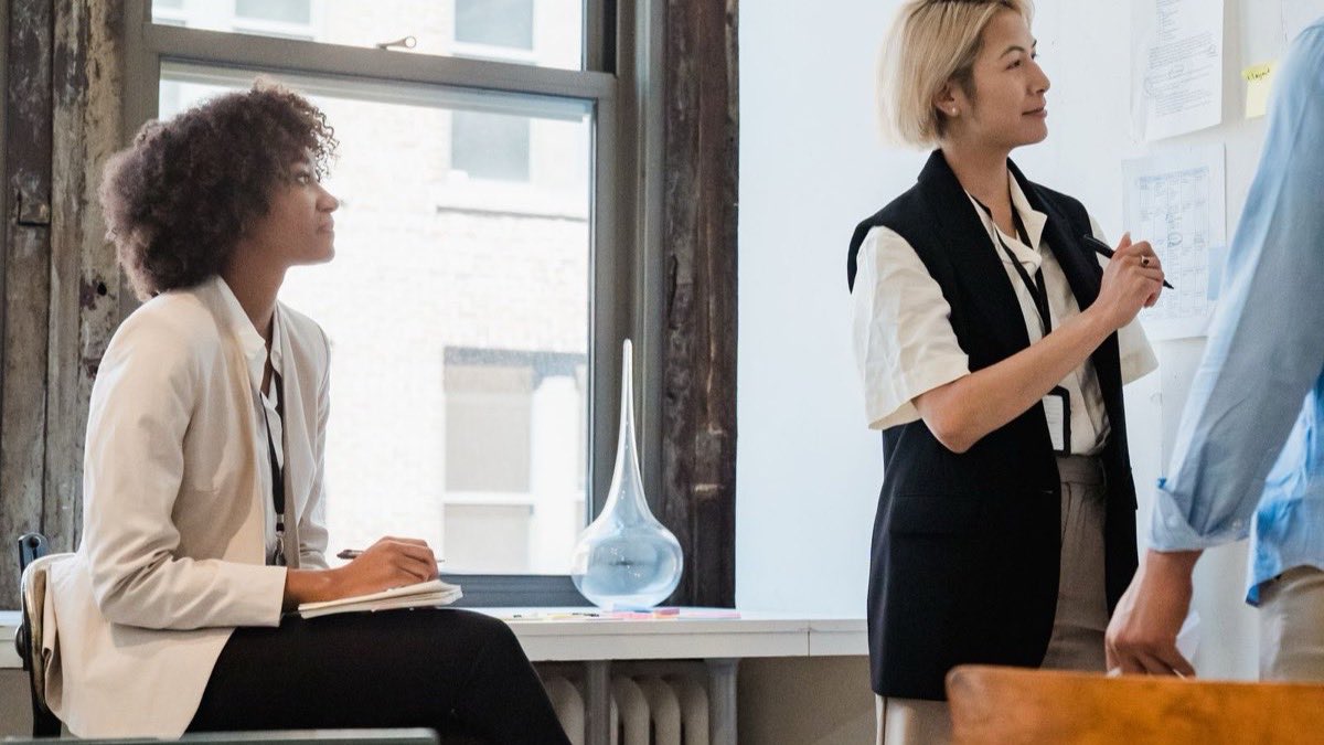 Job candidate confidently answering where do you see yourself in 5 years during a job interview