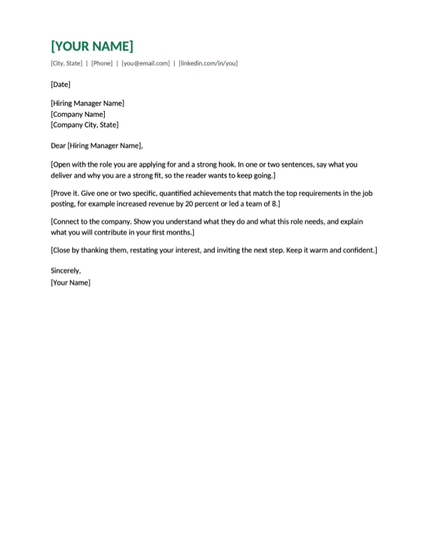 Modern cover letter template preview