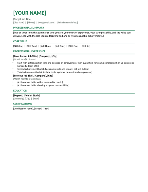 Modern resume template preview