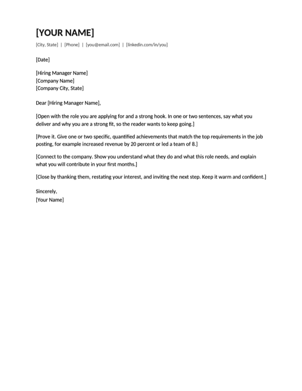 Professional cover letter template preview